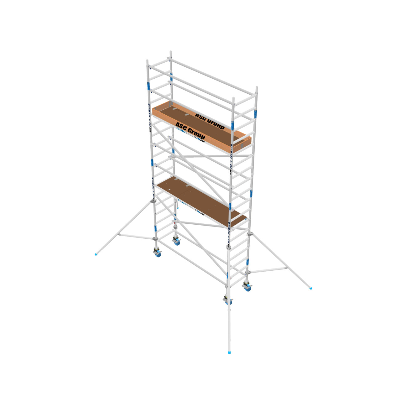 ASC 75er-Rahmen, 260 cm Plattform, mit Streben, Holz, Profi-Rollgerüst