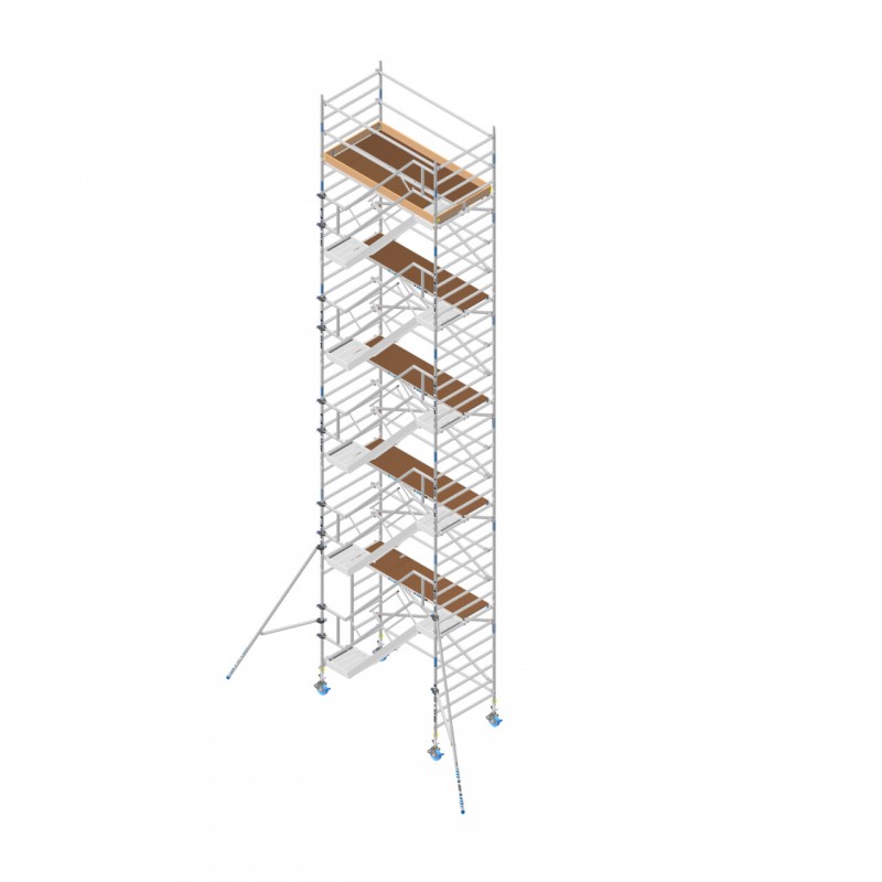 ASC Treppengerüst Deluxe, 260 cm, 135er Rahmen, Treppengeländer doppelseitig innen und außen, Zugang seitlich